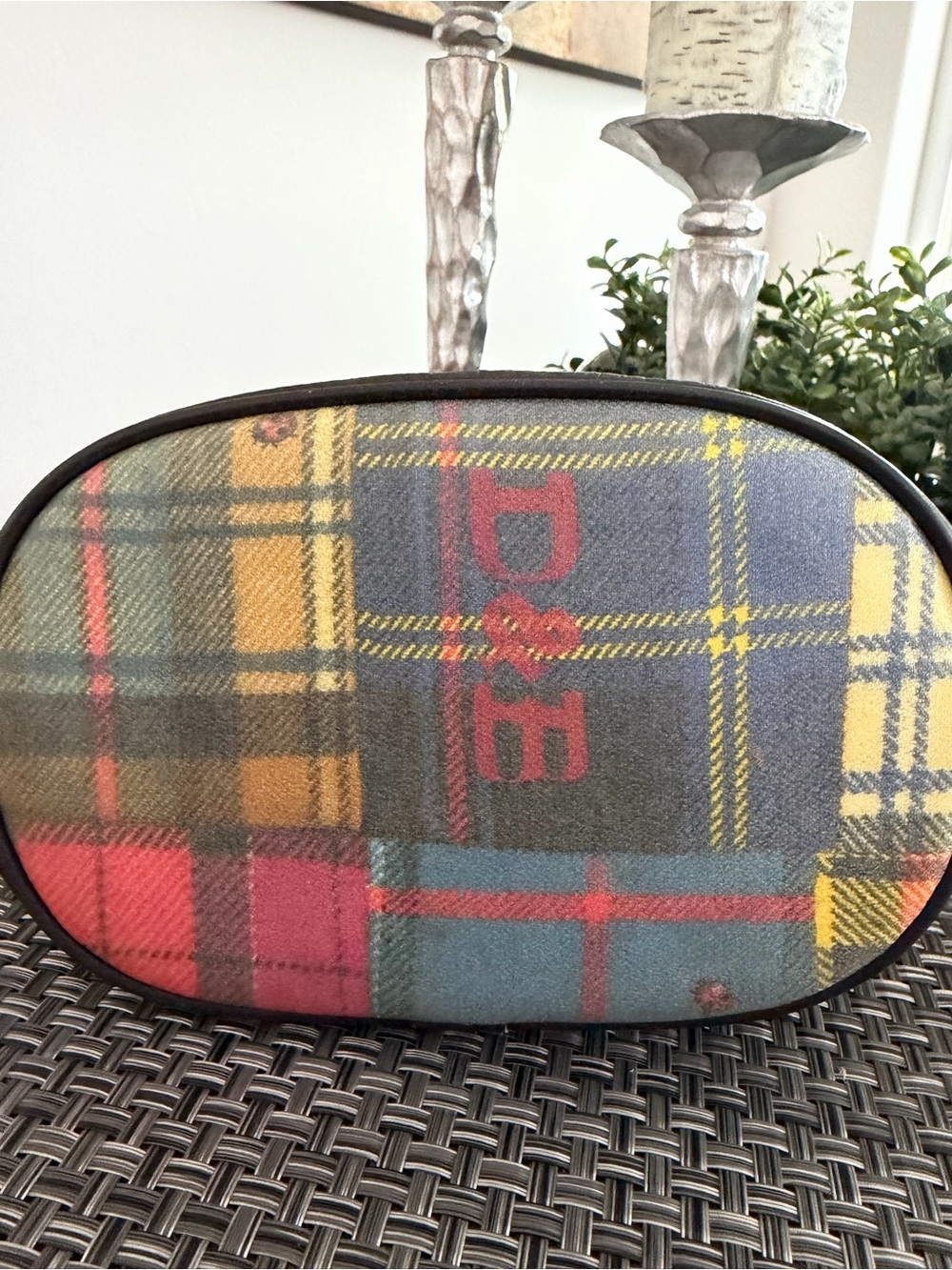 Vintage Y2K Dooney & Bourke Patched Plaid Shoulder Bag with Brown Leather Trim - Picture 3 of 8